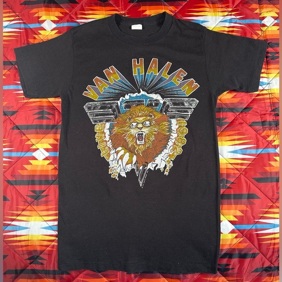 Vintage 80's Van Halen Live Hide Your Sheep Down River Tour Band Shirt Ched Med